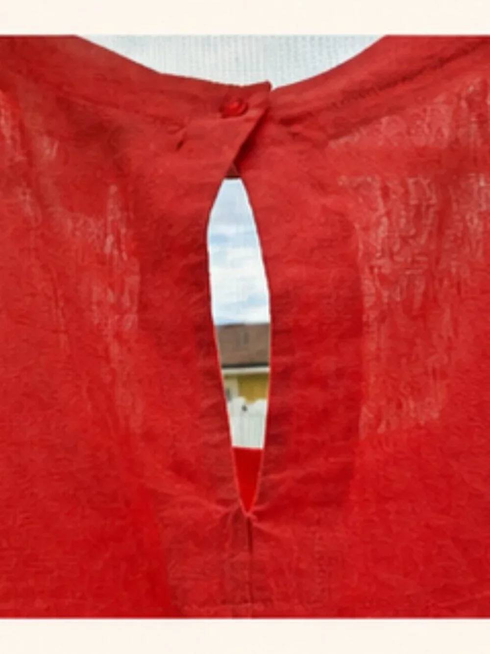 Linen Blend Coral Lagenlook Midi Dress Pockets Coastal Resort 1X Relaxed Fitting - Picture 5 of 9